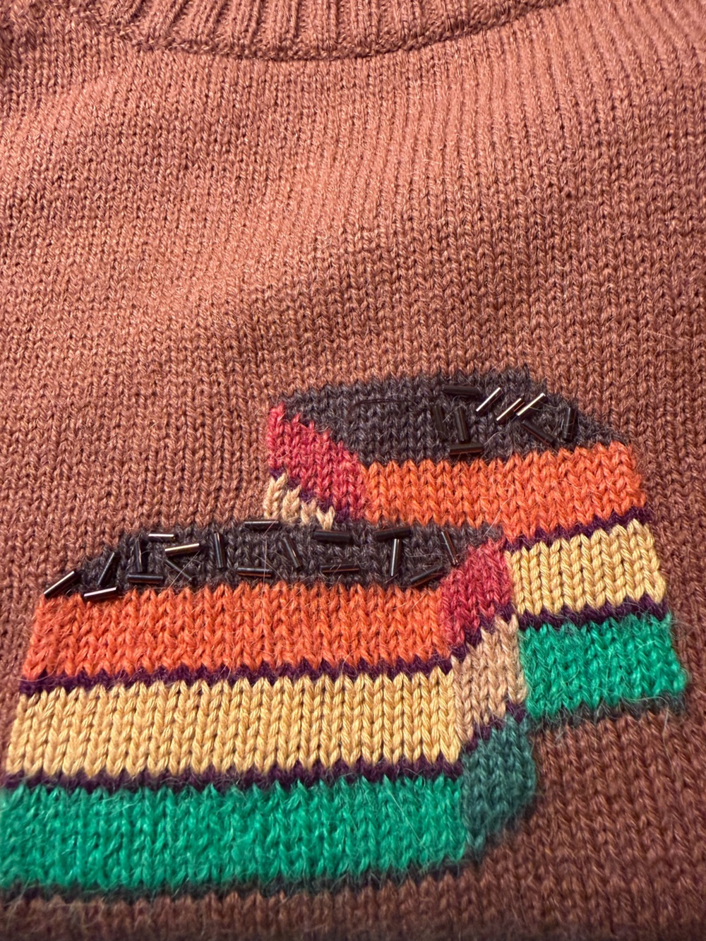 Rachel Antonoff Rainbow Cookie Sweater Rust Brown Medium - Picture 9 of 11